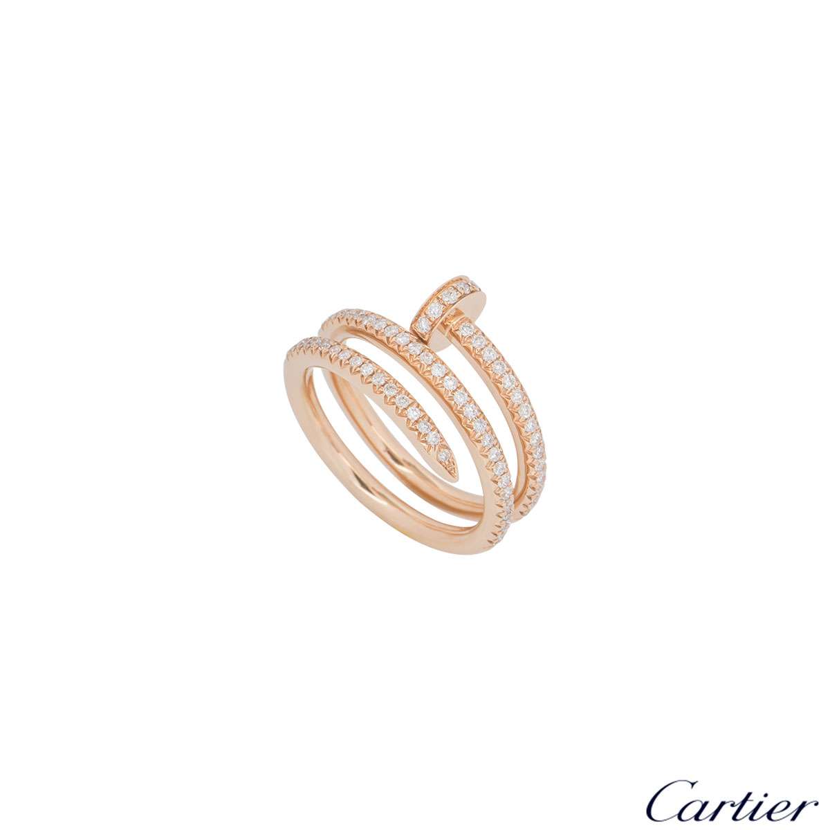 Cartier Rose Gold Full Diamond Juste Un Clou Ring Size 52 B4210952 ...